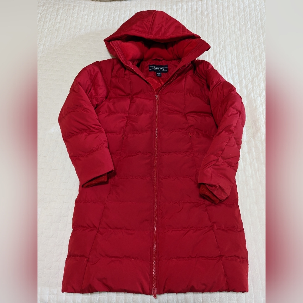 Women's Lands' End Down Parka. Size XS Petite. Red.